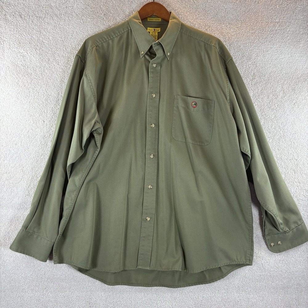 Vtg Duck Head Shirt Mens X-Large Button Down Wrinkle Resistant Pocket Workwear‎